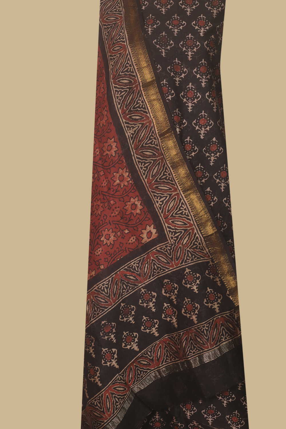 Butta - Black Block Printed Maheshwari Suit