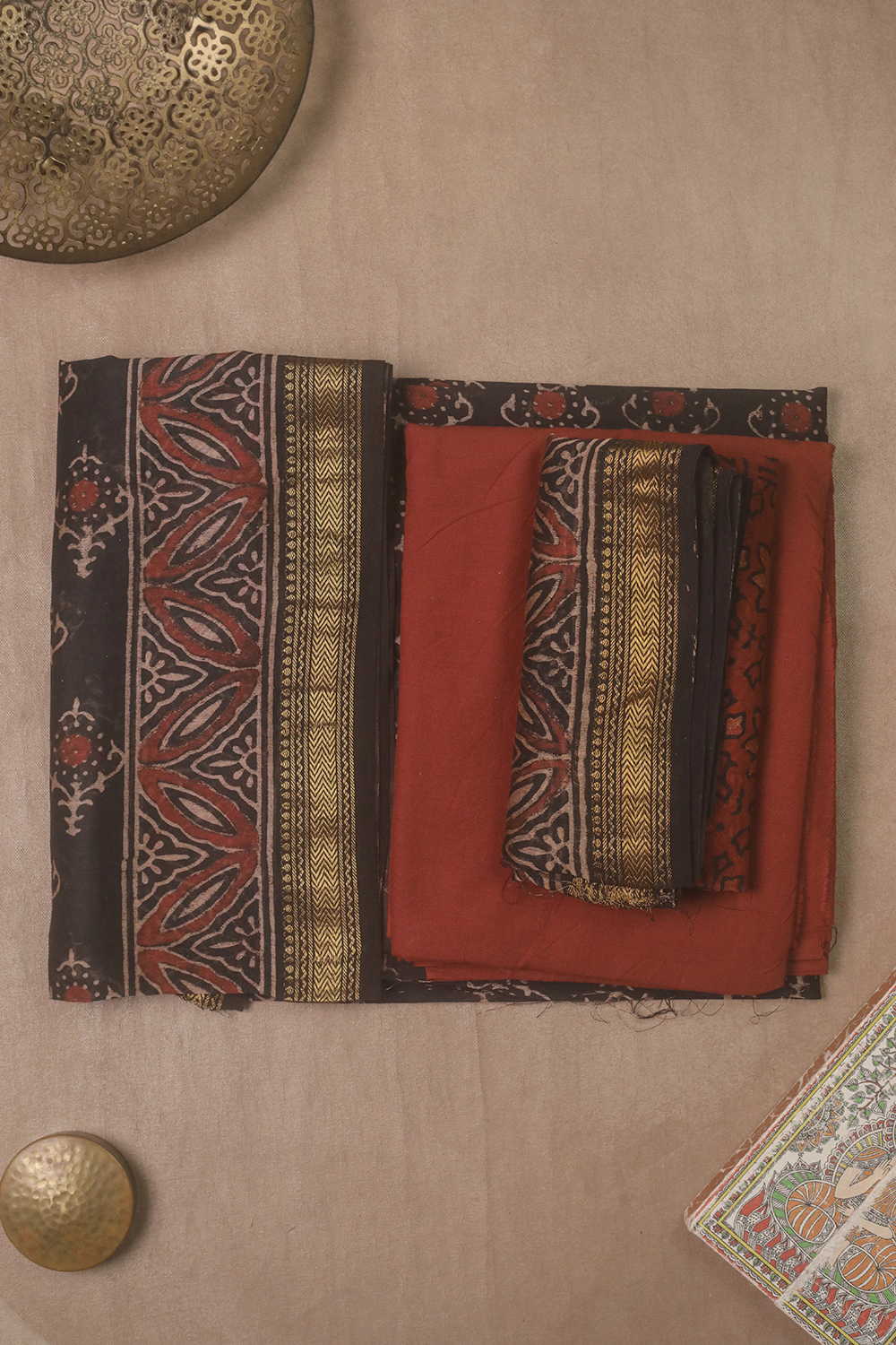 Butta - Black Block Printed Maheshwari Suit - Image 2