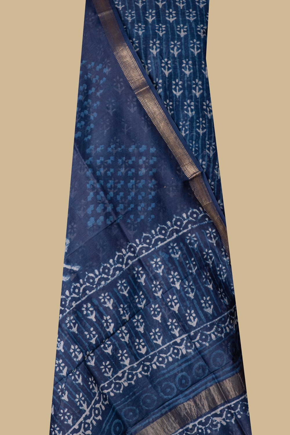Indigo Block Printed Maheshwari Suit - Image 3
