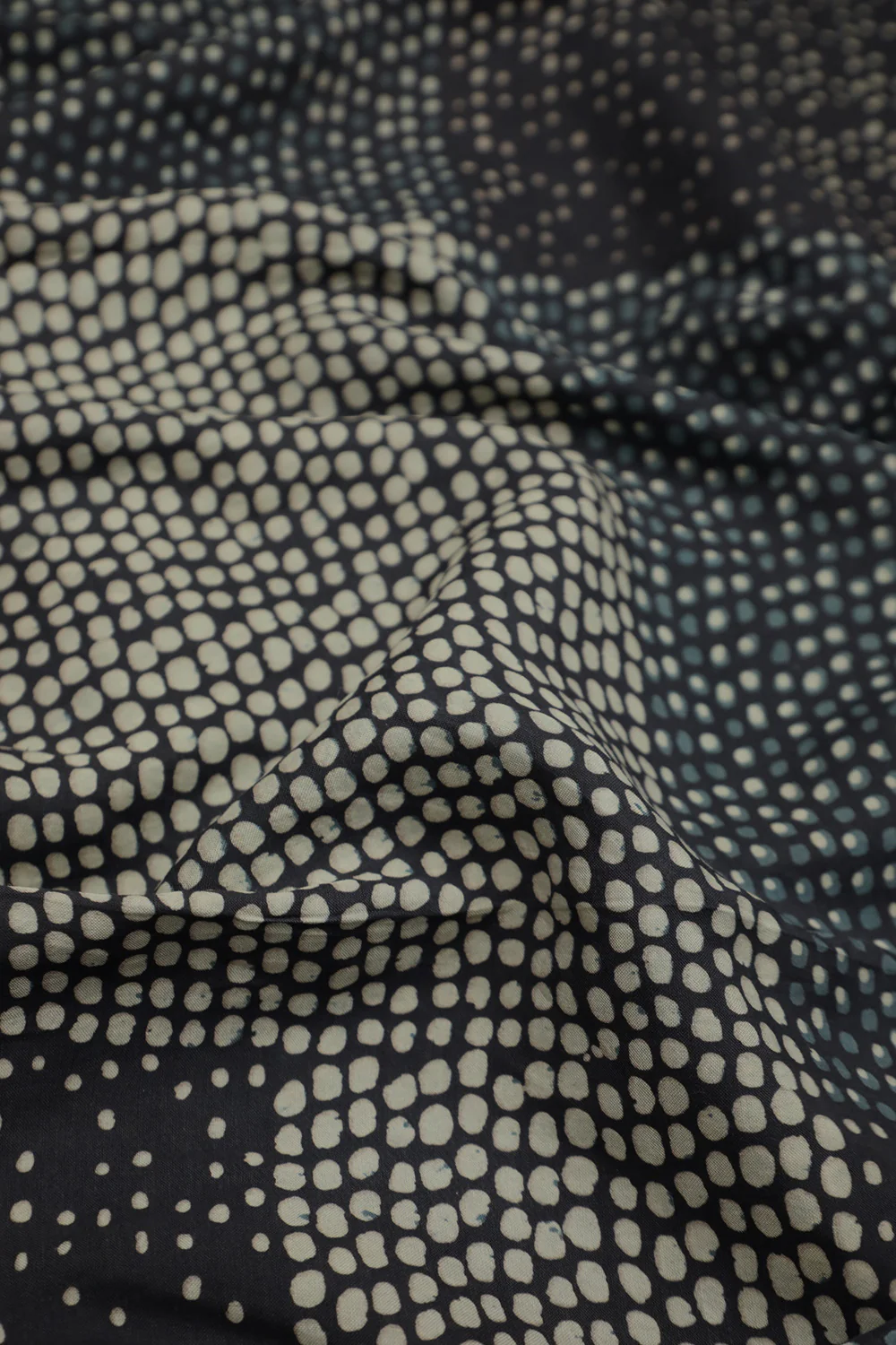 Dot Patterned Block Printed Modal Silk Fabric - Image 2