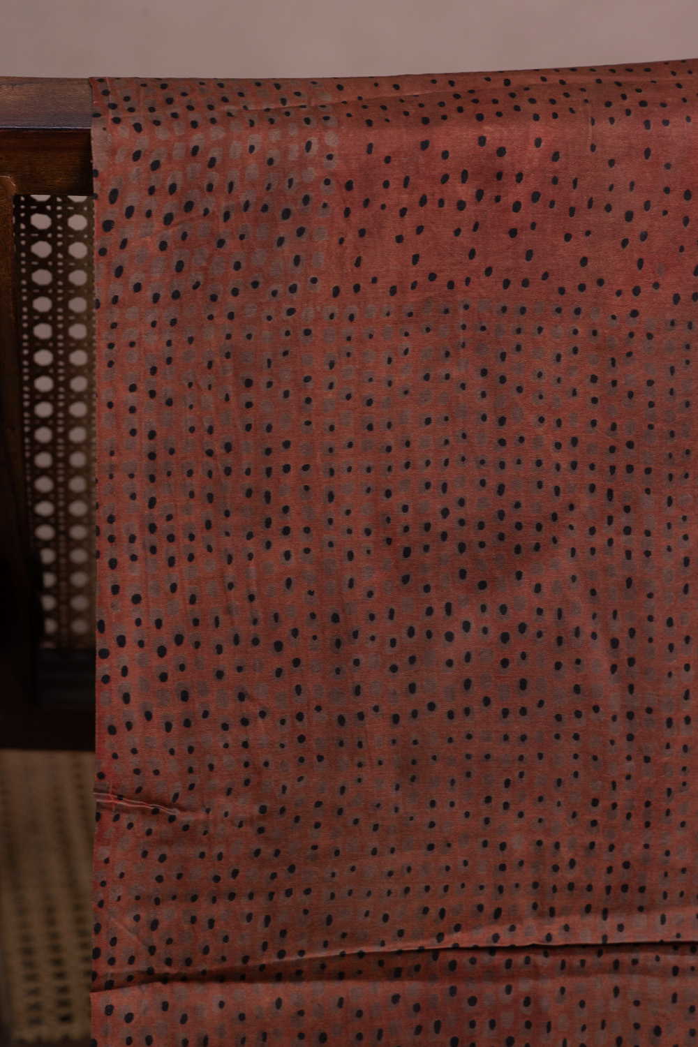Dotted - Brown Shaded Block Printed Modal Silk Fabric - Image 2