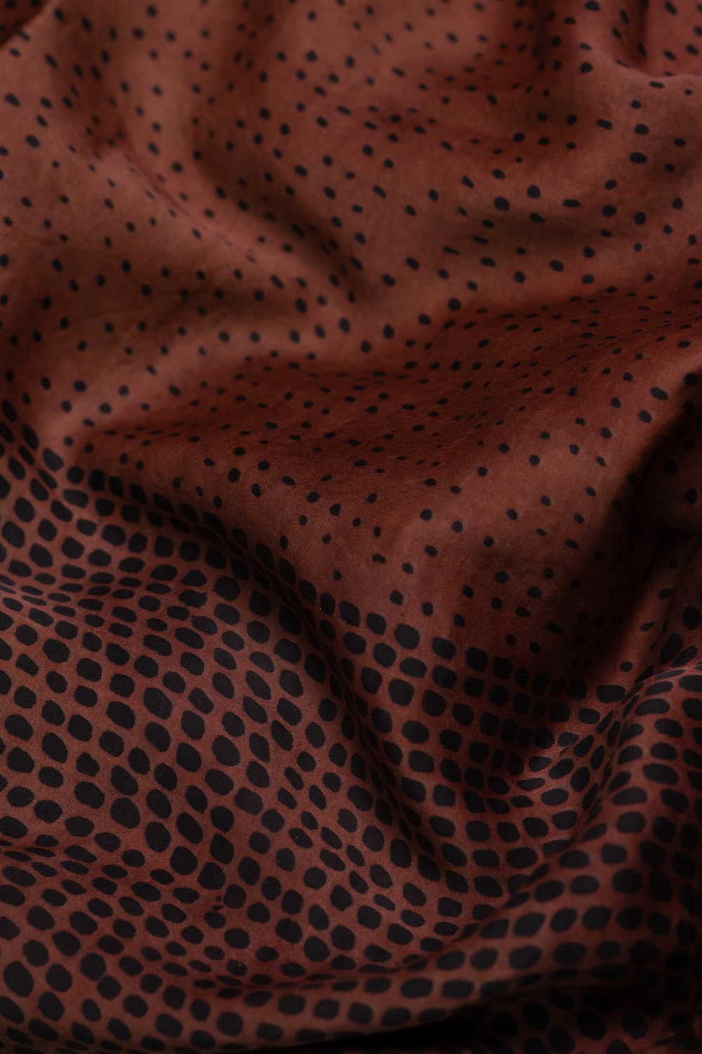 Dotted - Brown Shaded Block Printed Modal Silk Fabric - Image 3