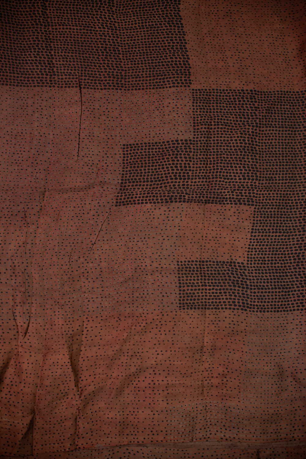 Dotted - Brown Shaded Block Printed Modal Silk Fabric - Image 4