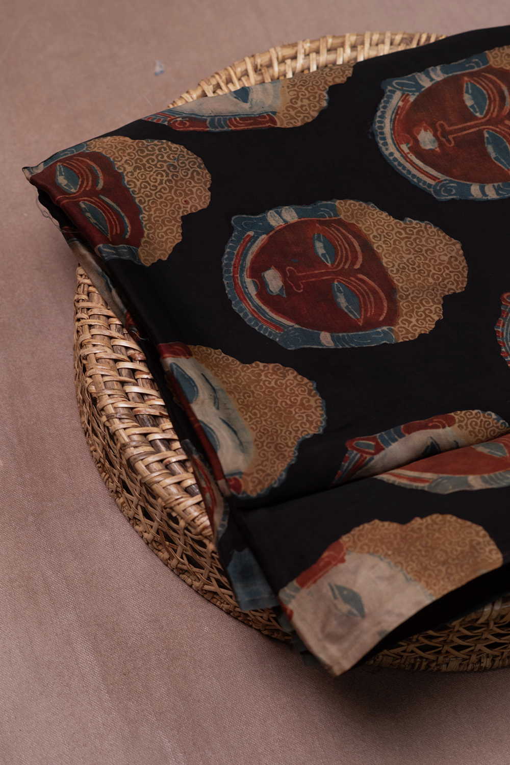 Buddha Motifs - Block Printed Modal Silk Fabric