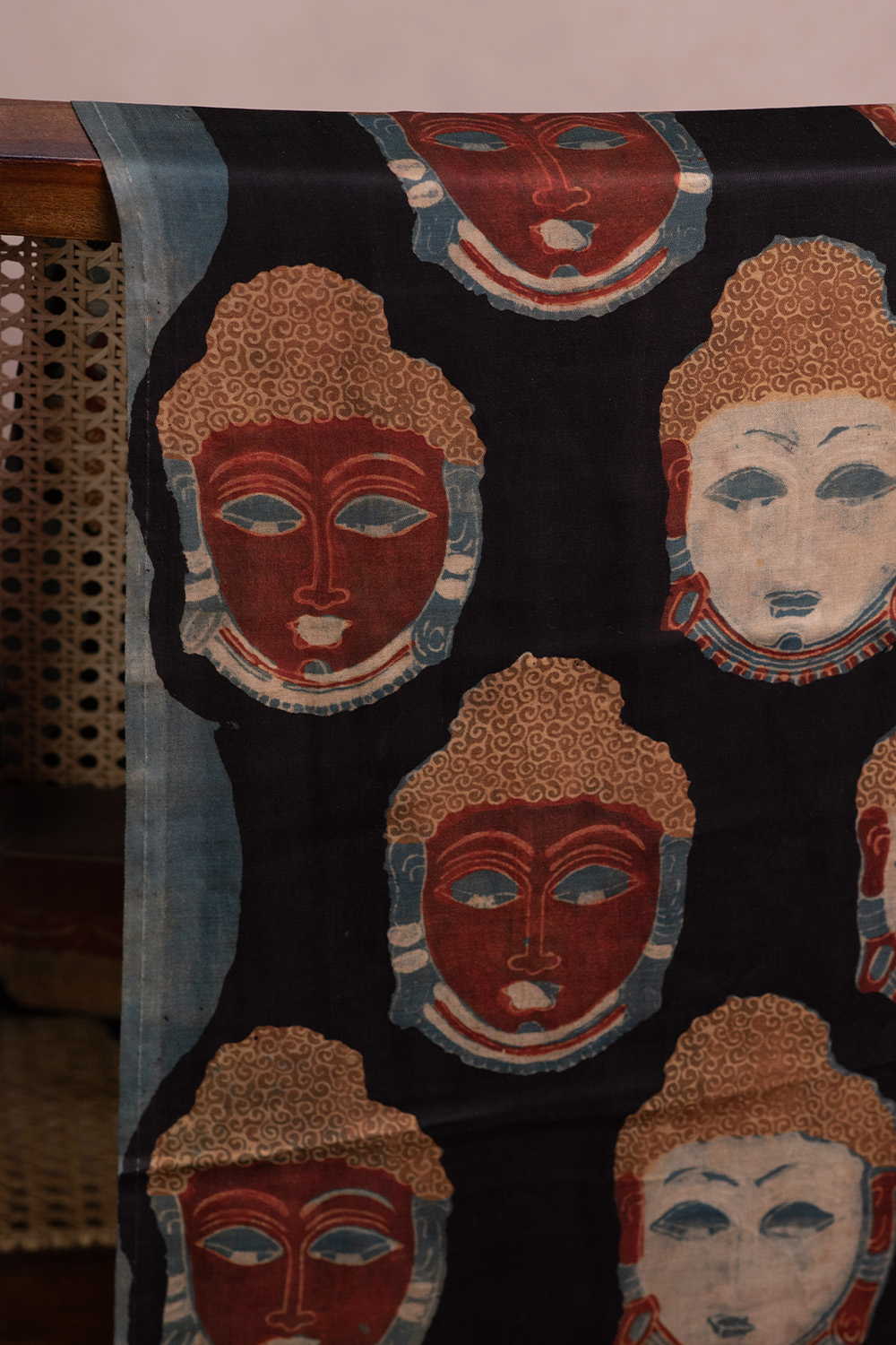 Buddha Motifs - Block Printed Modal Silk Fabric - Image 2