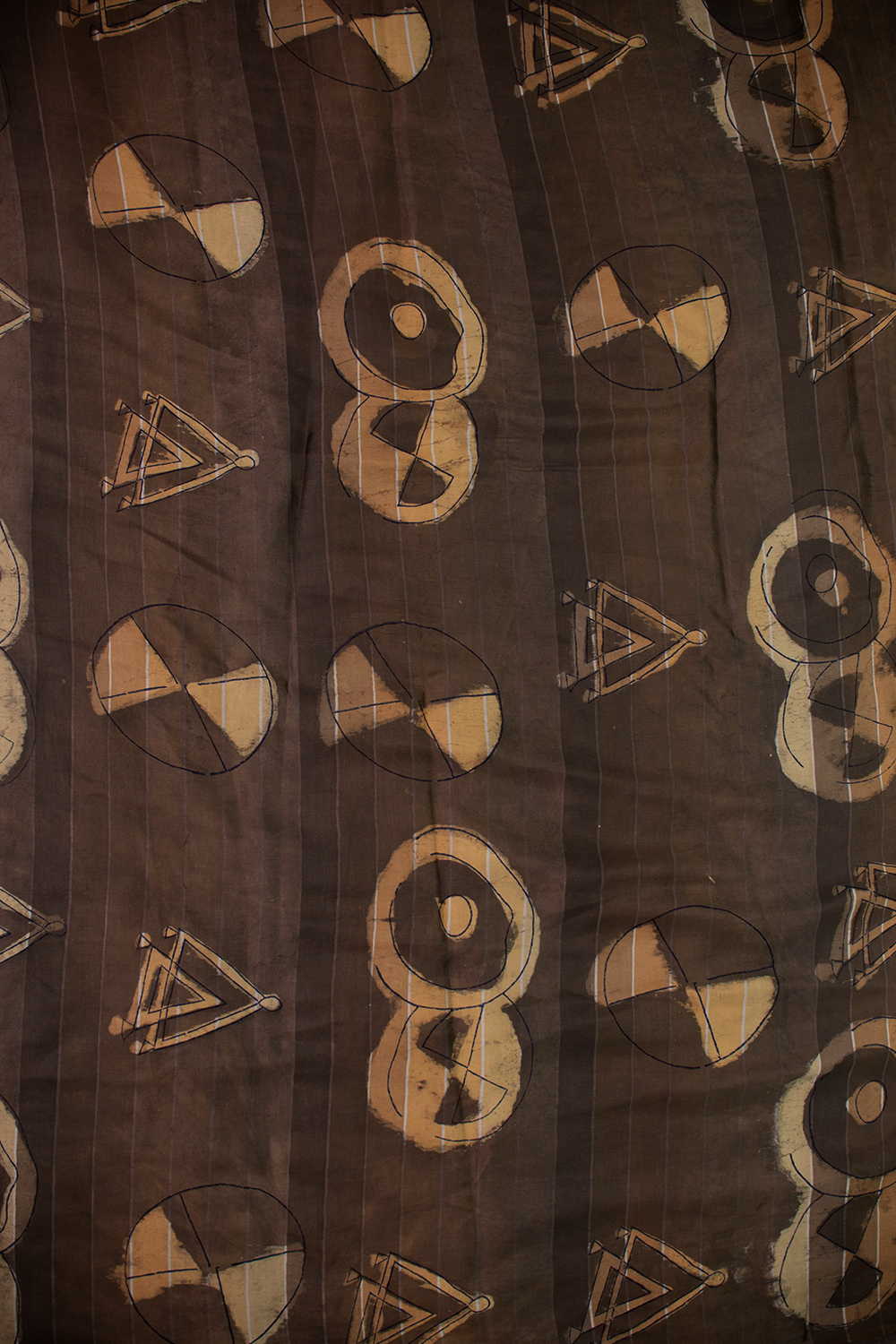 Brich Brown Block Printed Modal Silk Fabric - Image 4