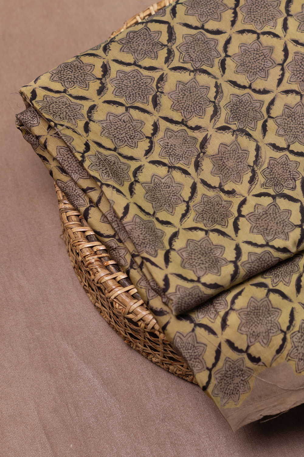Intricate Pattern Block Printed Modal Silk Fabric