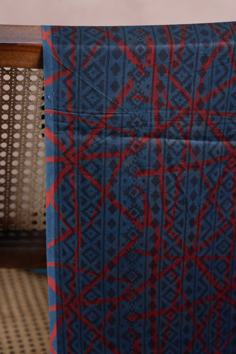 Geometry Block Printed Modal Silk Fabric - Image 3