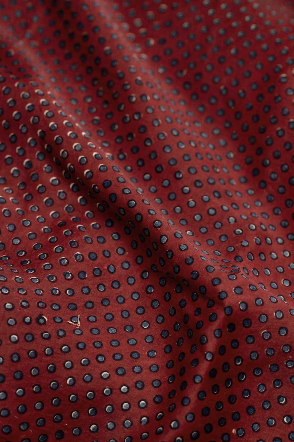 Dots - Maroon Block Printed Modal Silk Fabric - Image 3