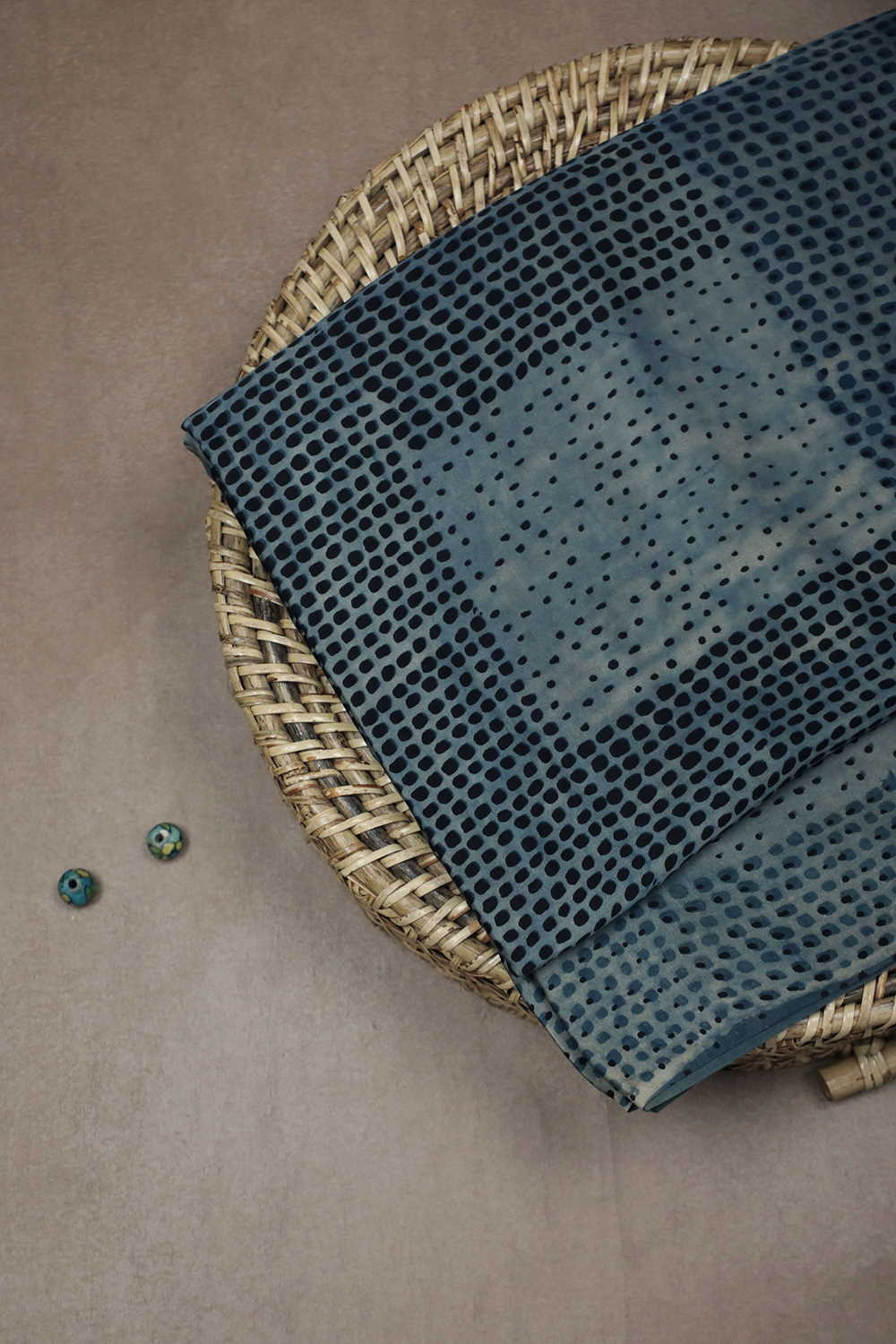 Dot Pattern Block Printed Modal Silk Fabric