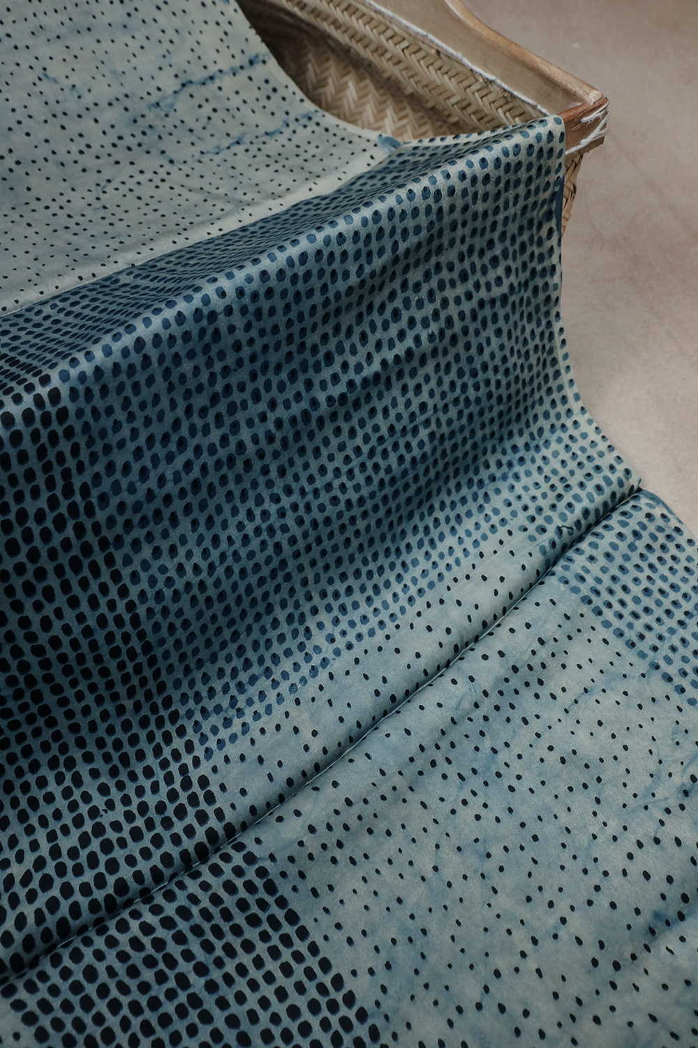 Dot Pattern Block Printed Modal Silk Fabric - Image 2