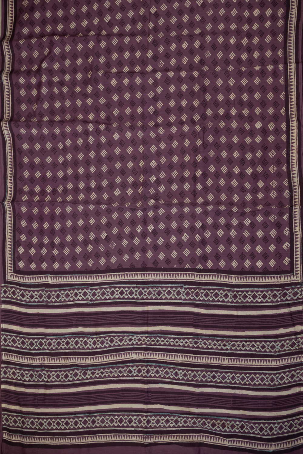Mauve Purple Block Printed Lyocell saree - Image 2