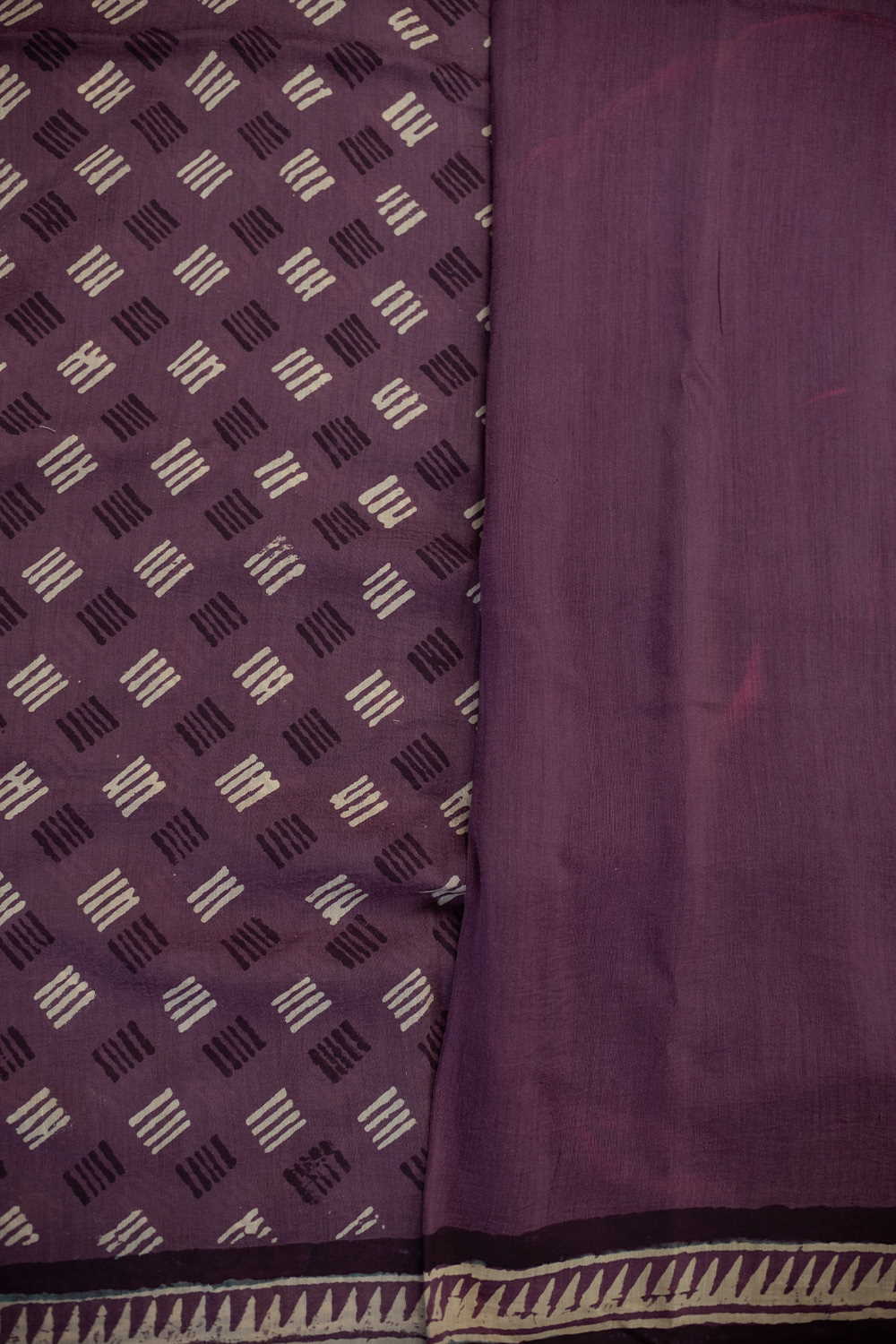 Mauve Purple Block Printed Lyocell saree - Image 4