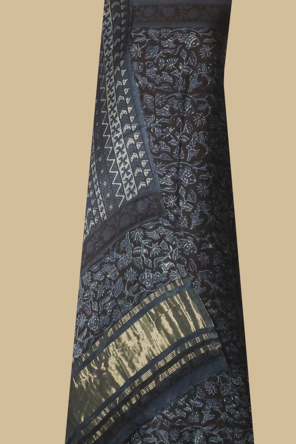 Floral Design Block Printed Modal Silk Suit