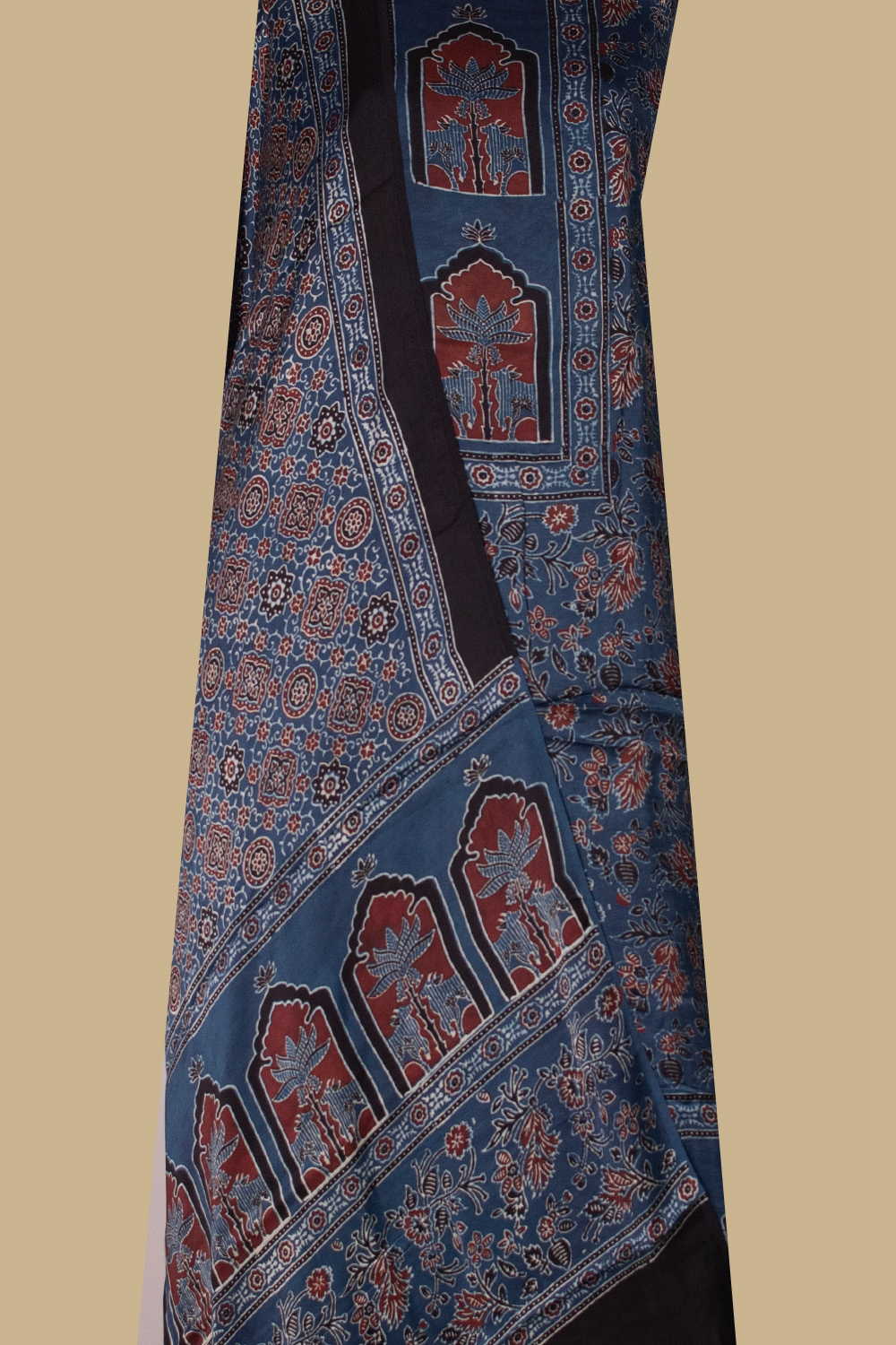 Indigo Block Printed Modal Silk Top & Dupatta - Image 2