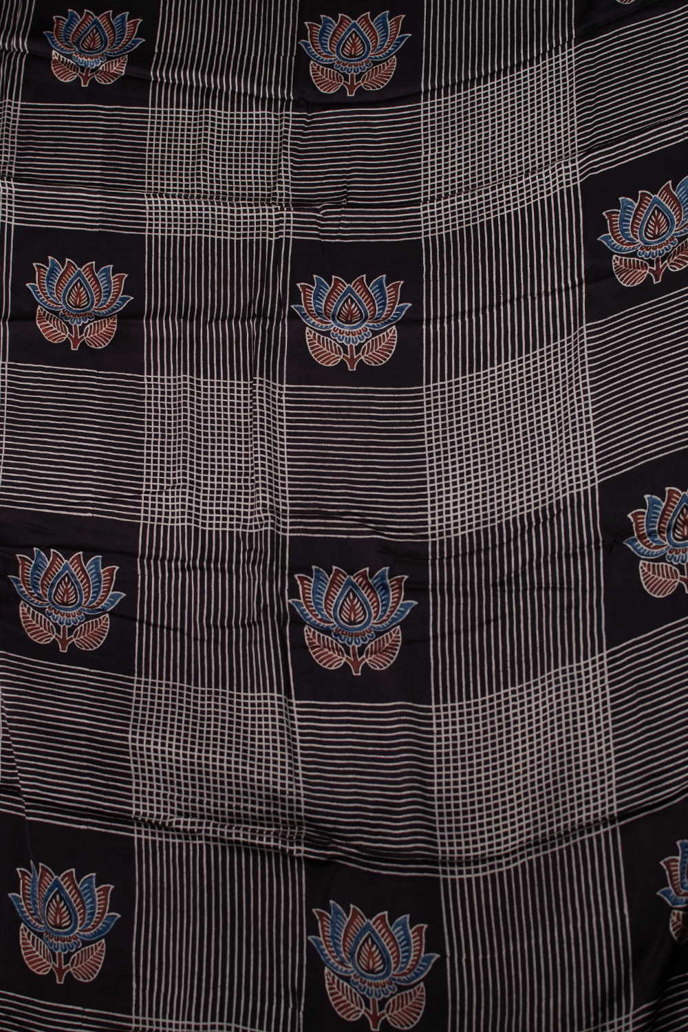 Black Block Printed Modal Silk Top & Dupatta - Image 3