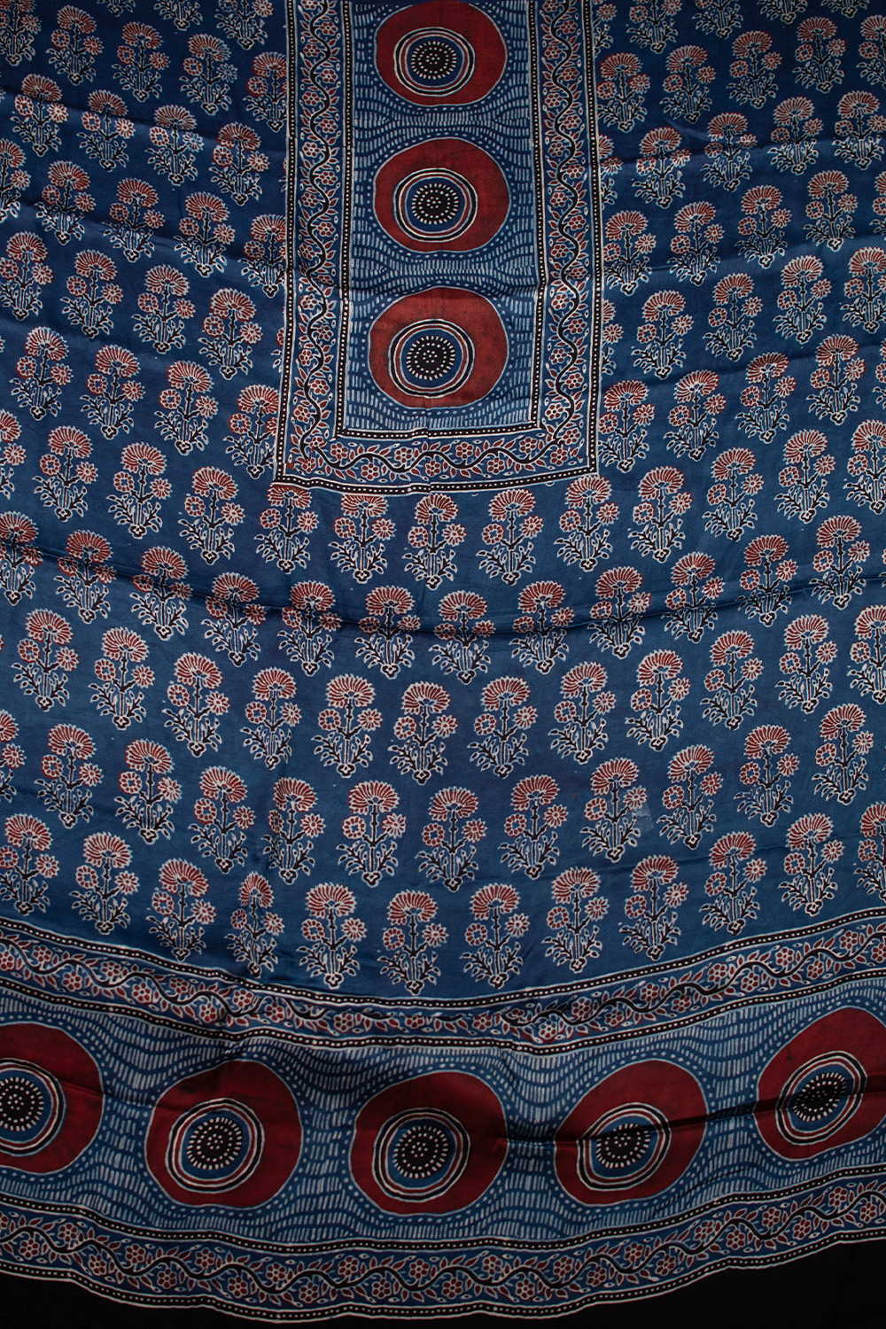 Dark Indigo Block Printed Modal Silk Top & Dupatta - Image 3