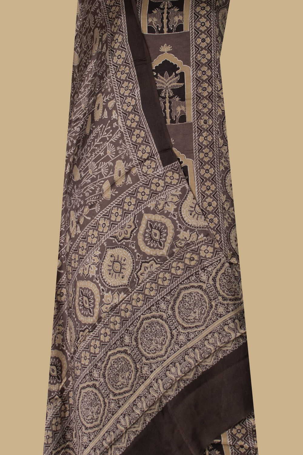 Grey Block Printed Modal Silk Top & Dupatta - Image 2