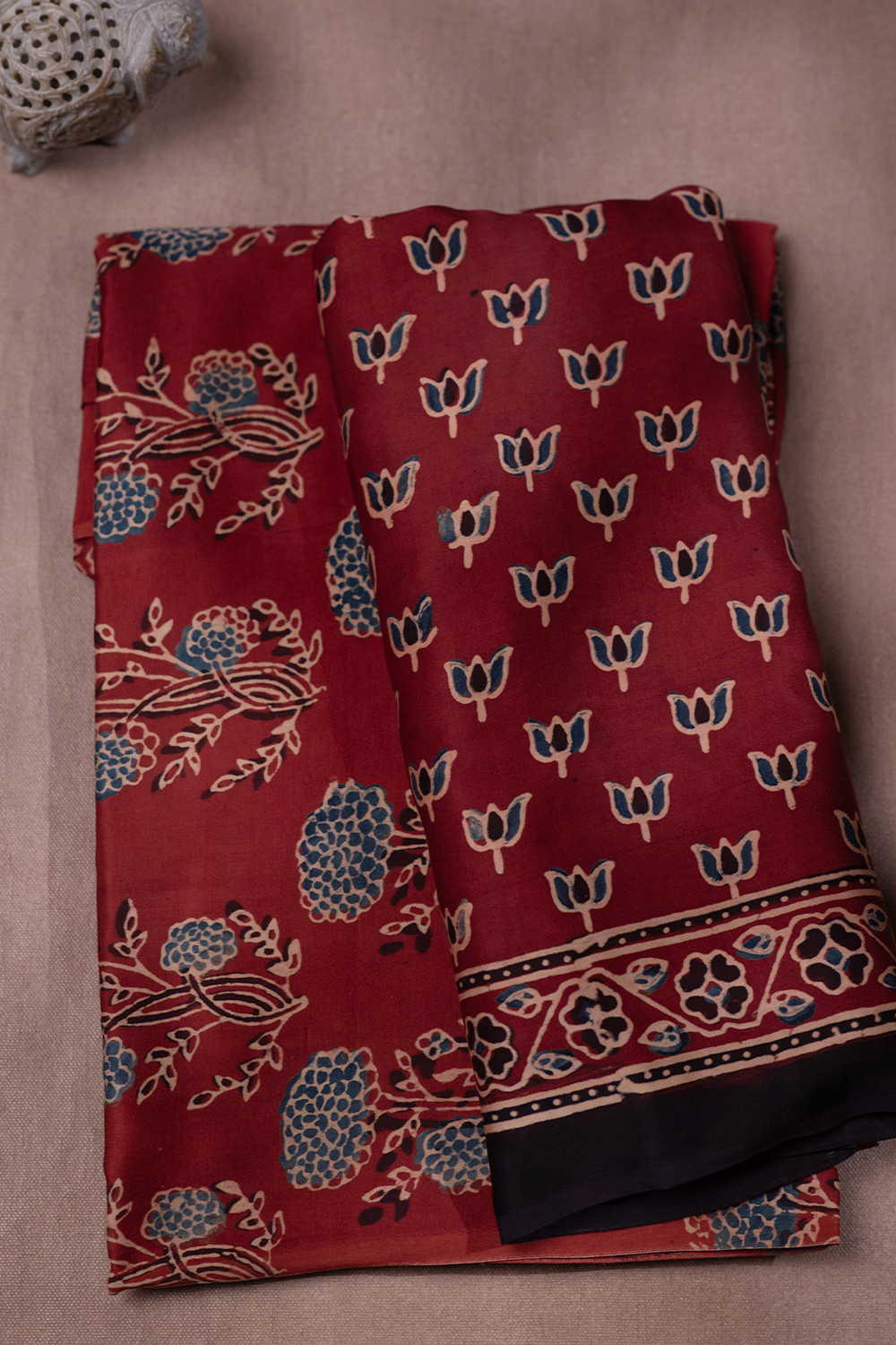 Maroon - Big Butta Modal Silk Top & Dupatta