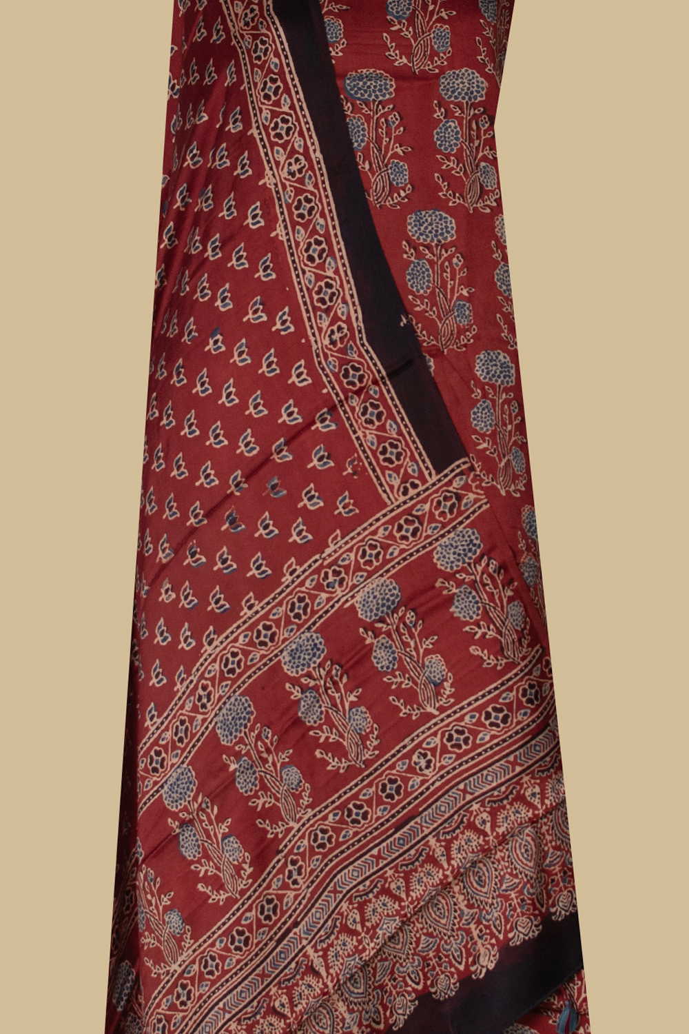 Maroon - Big Butta Modal Silk Top & Dupatta - Image 2