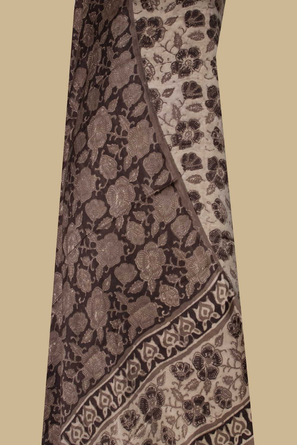 Floral Pattern Block Printed Modal Silk Top & Dupatta