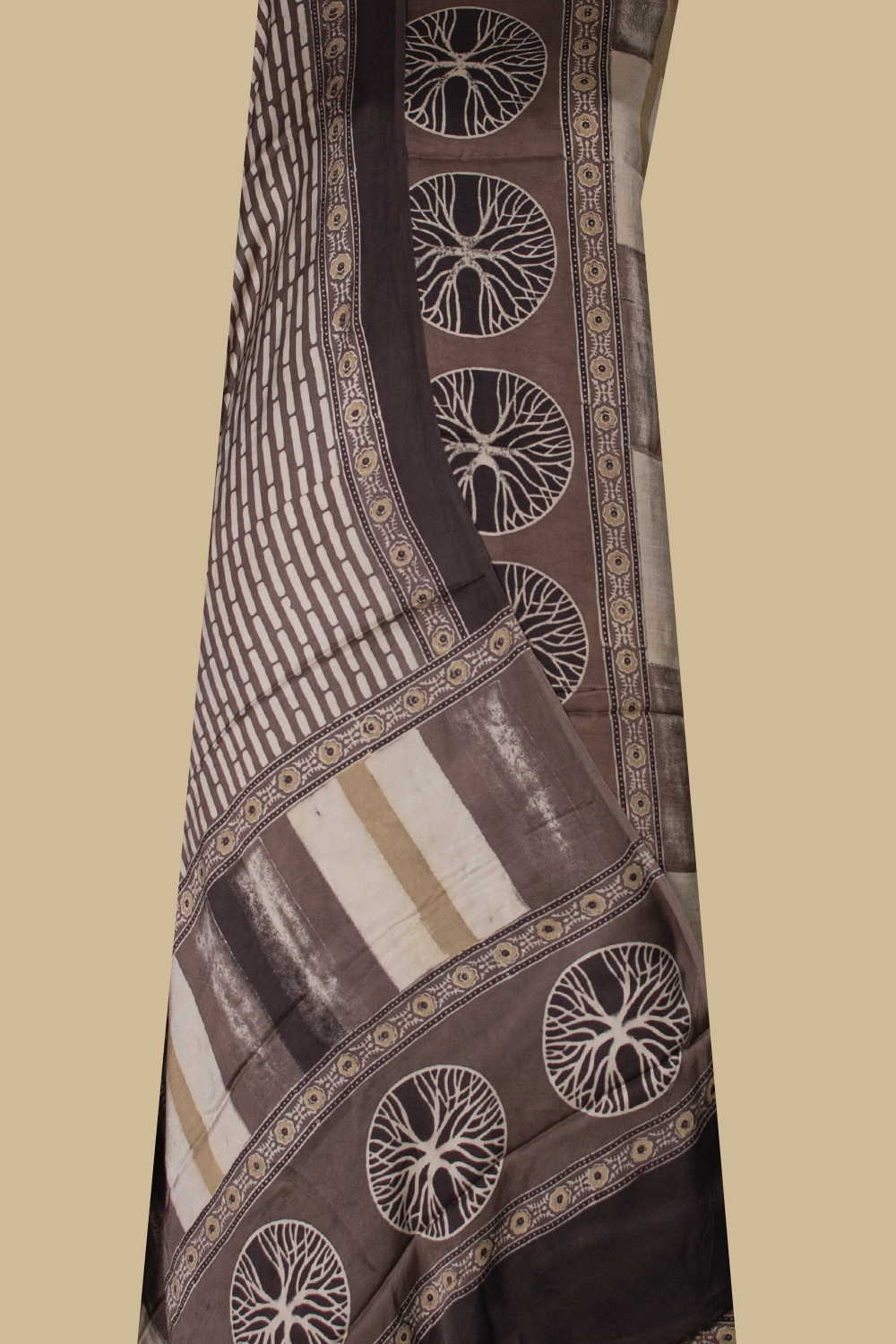 Grey Pattern Block Printed Modal Silk Top & Dupatta - Image 2