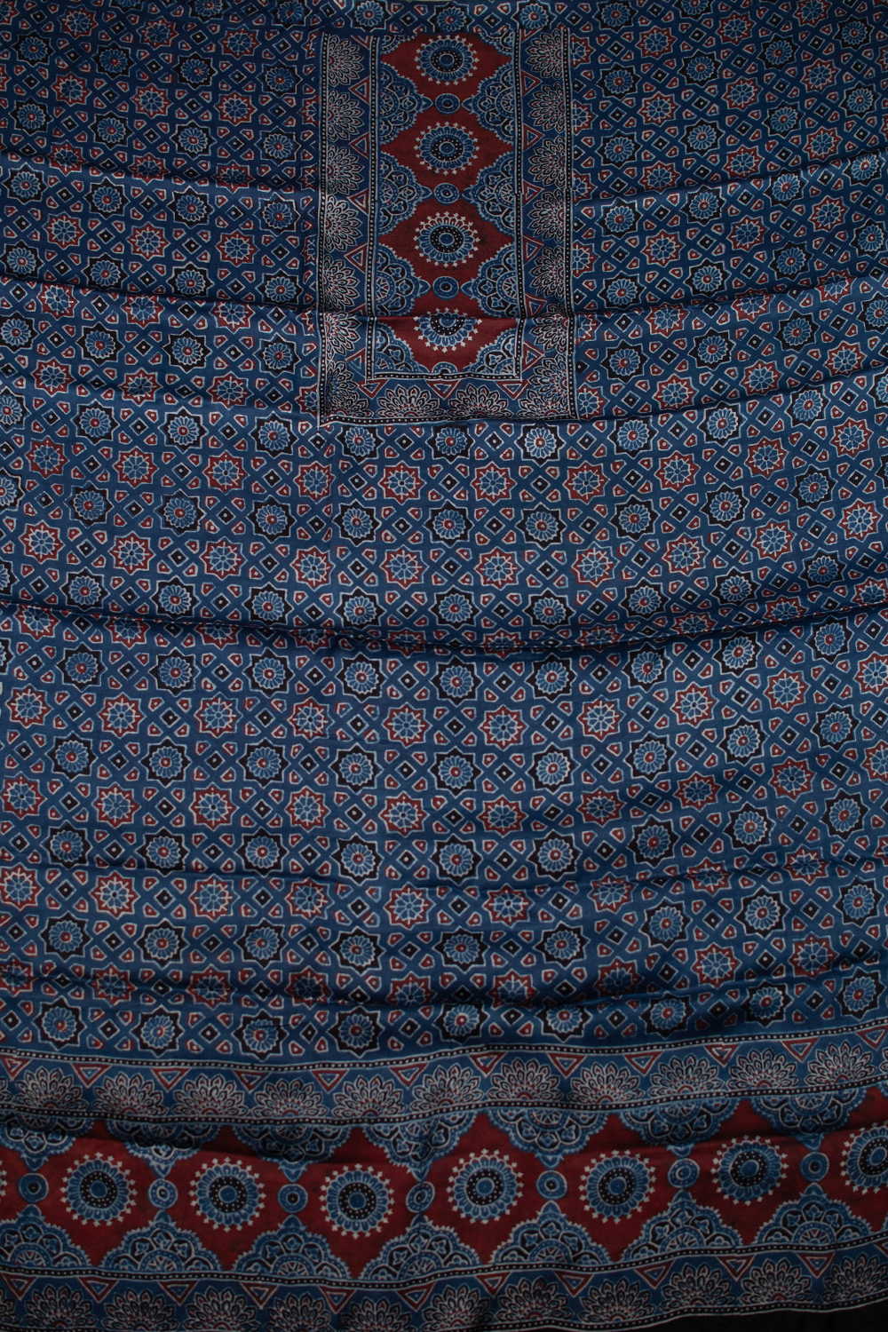 Indigo - Pattern Block Printed Modal Silk Top & Dupatta - Image 3