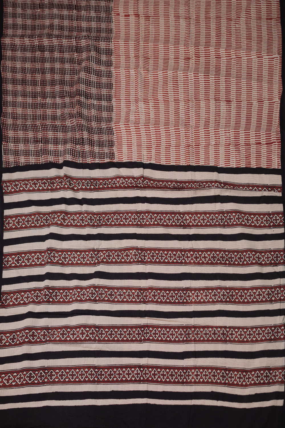 Checkered Pattern Mul Cotton Saree - Image 2
