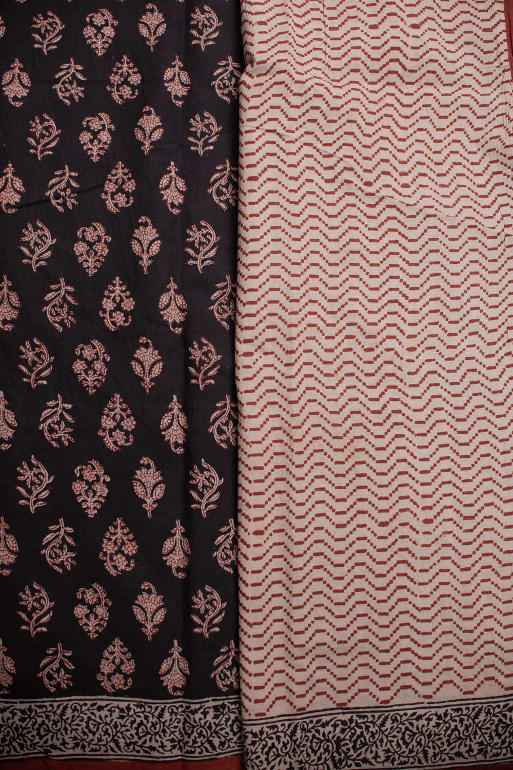 Midnight Buttas on Black Block Printed Mul Cotton saree - Image 4