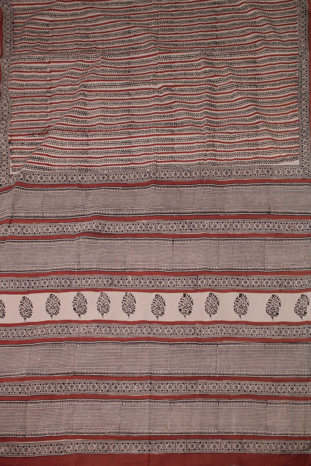 Stripe Pattern Block Printed Mul Cotton saree - Image 2