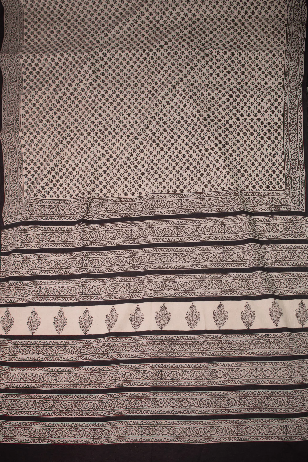 Midnight Blossom Block Printed Mul Cotton saree - Image 2