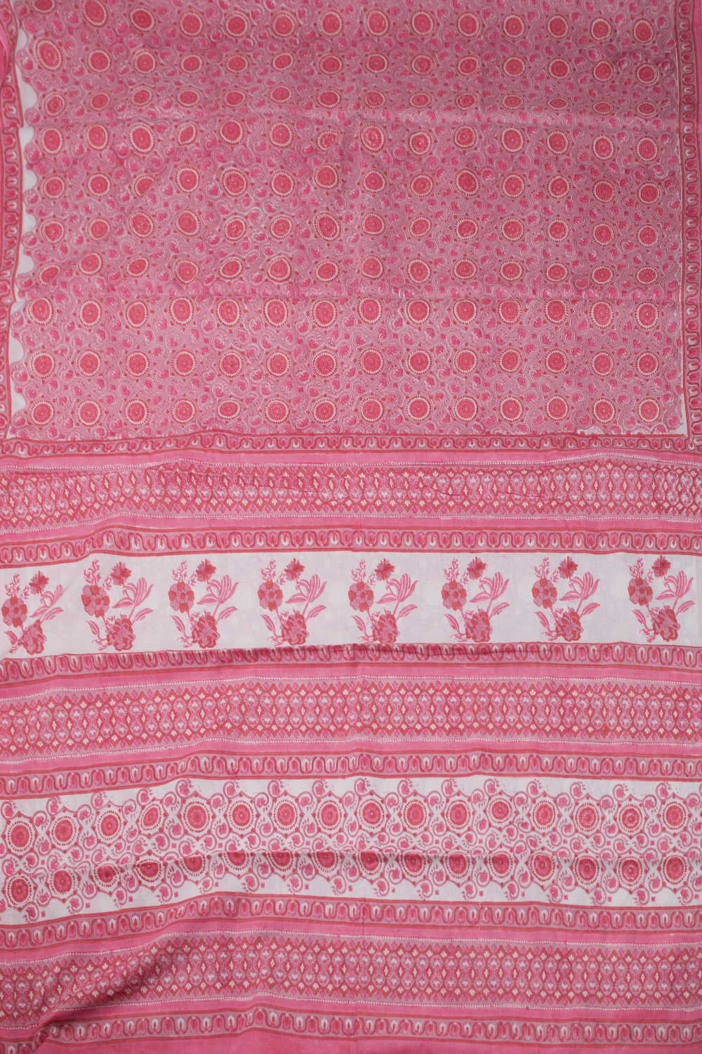 Pink with Intricate Design Block Printed Mul Cotton saree - Image 2