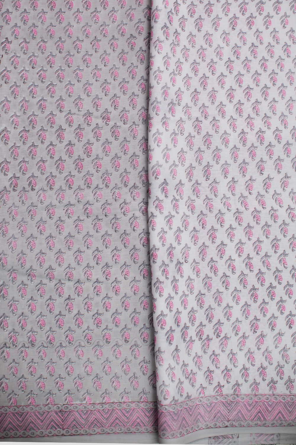 Tiny Motifs on Grey Block Printed Mul Cotton saree - Image 4