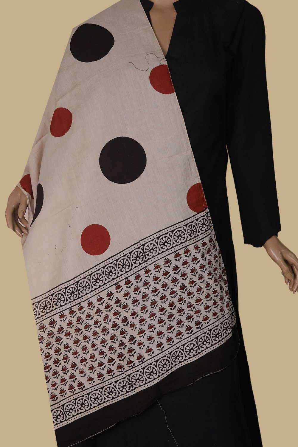 Circle Pattern Block Printed Mul Cotton Stole