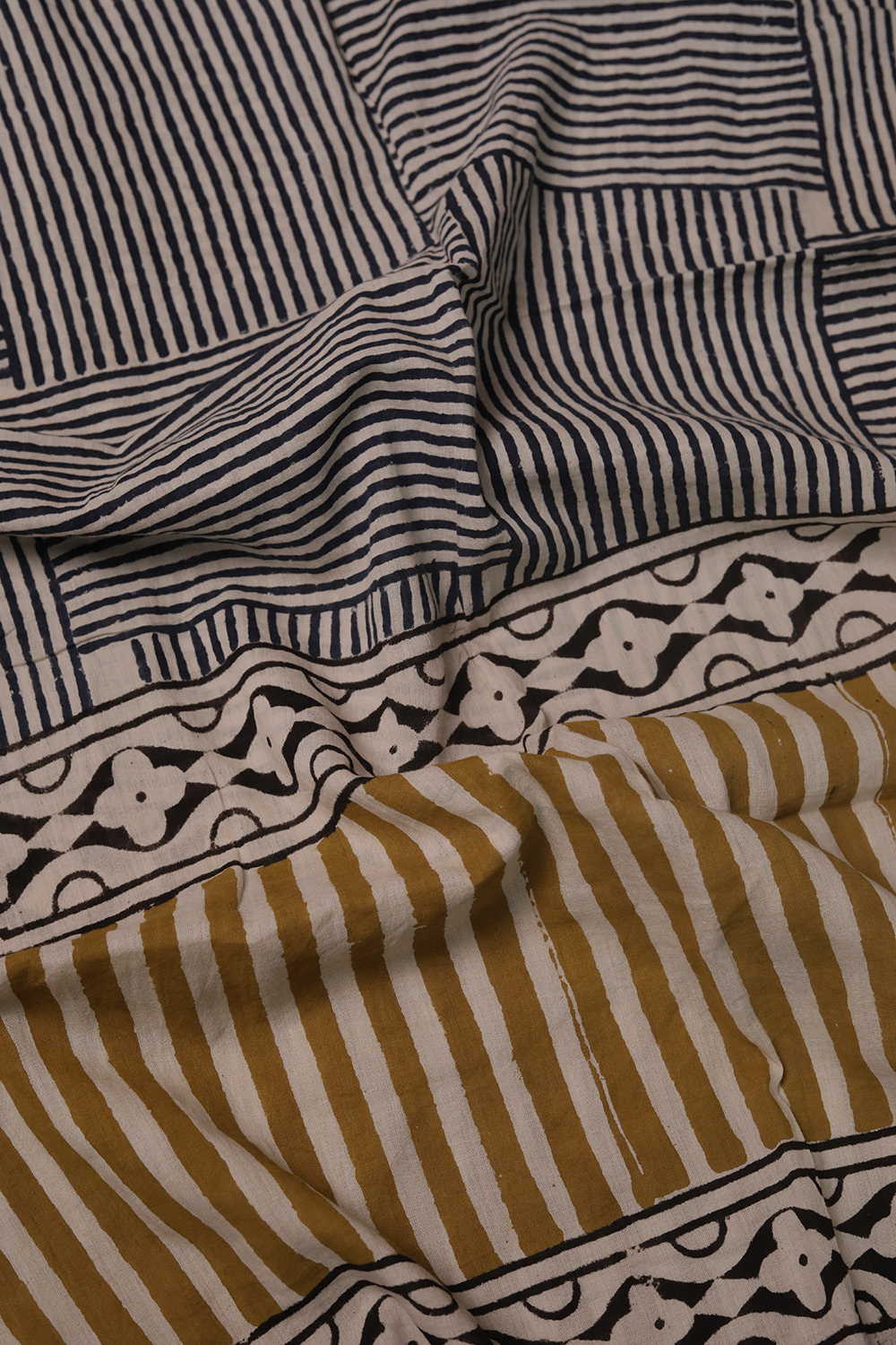 Black Pattern Block Printed Mul Cotton Stole