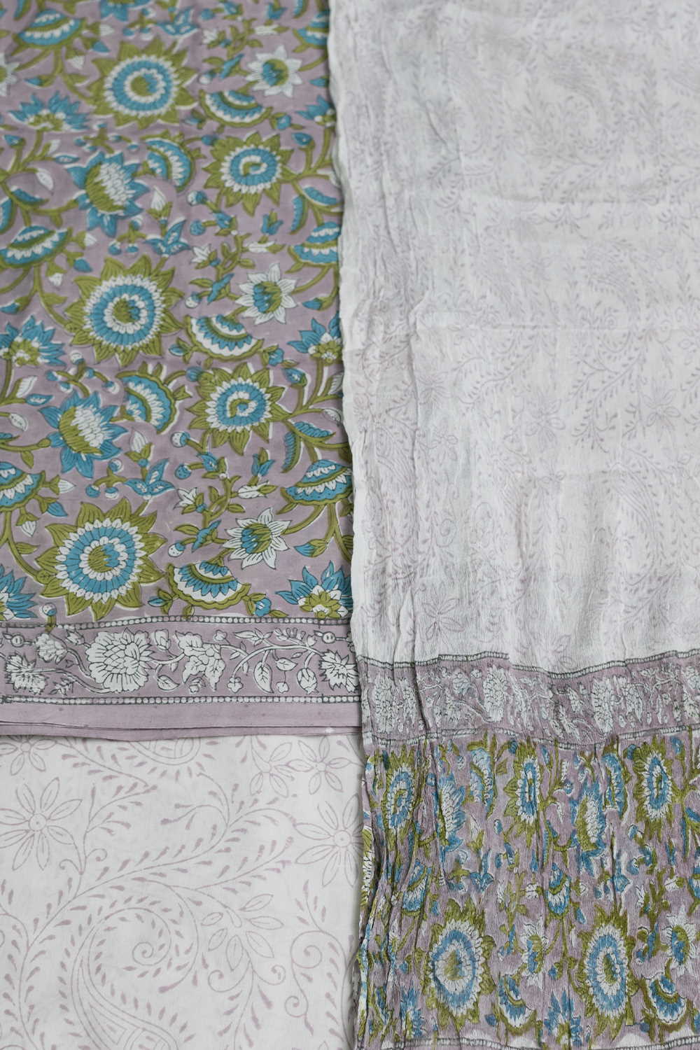 Floral Garden Block Printed Mul Cotton Suit - Image 3