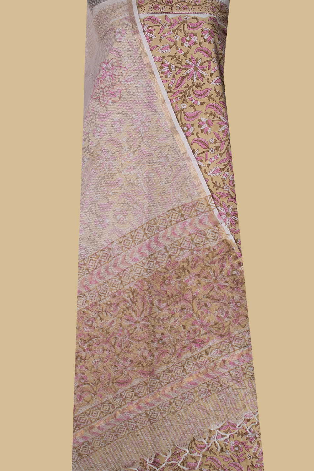 Floral Veins Block Printed Mul Cotton Suit
