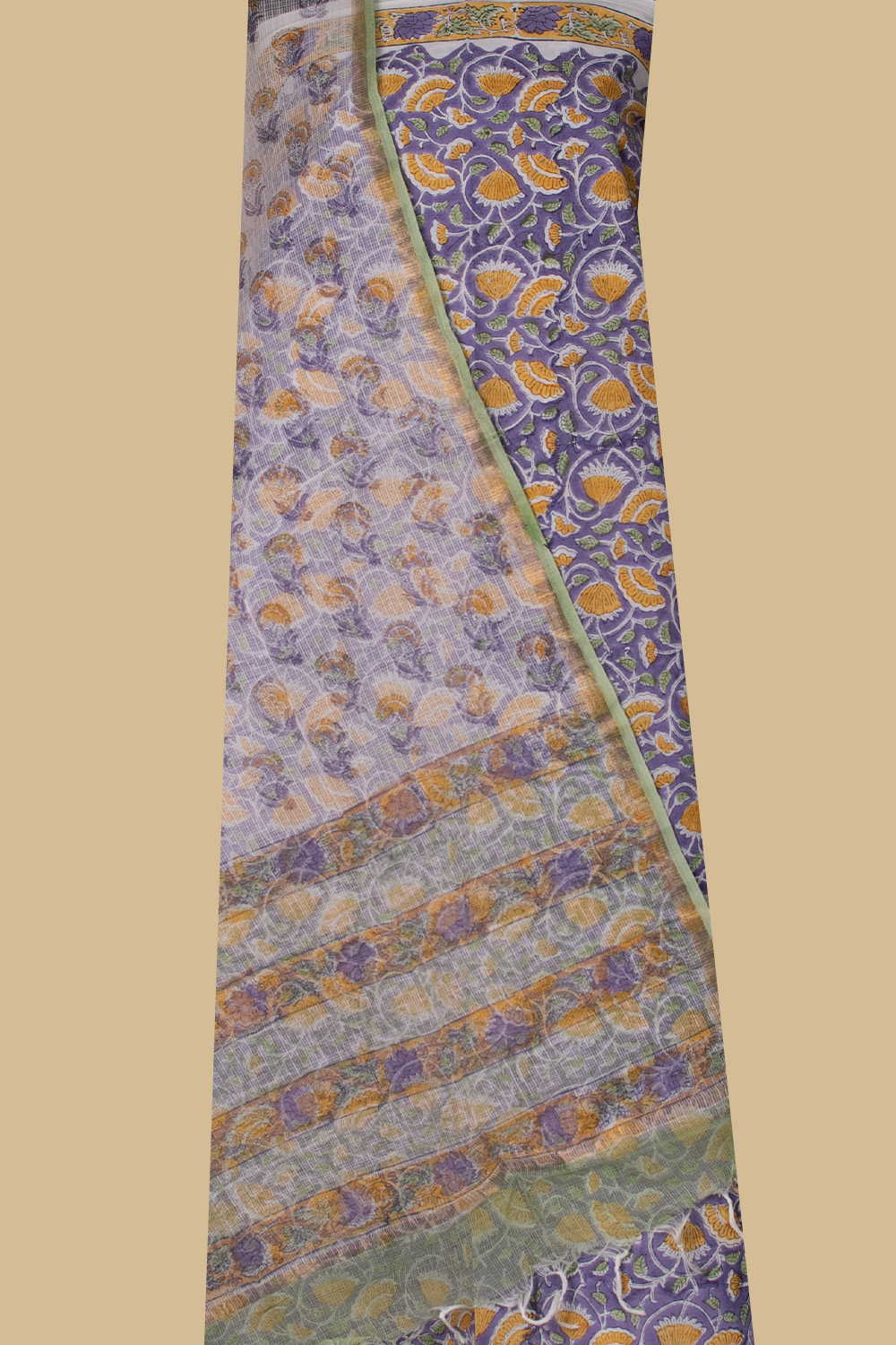 Blue Shaded Block Printed Mul Cotton Suit