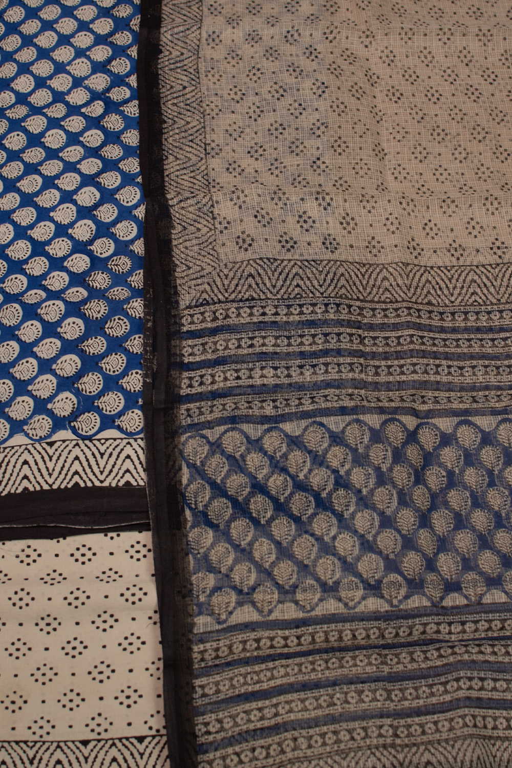 Buttas on Blue Block Printed Mul Cotton Suit - Image 3