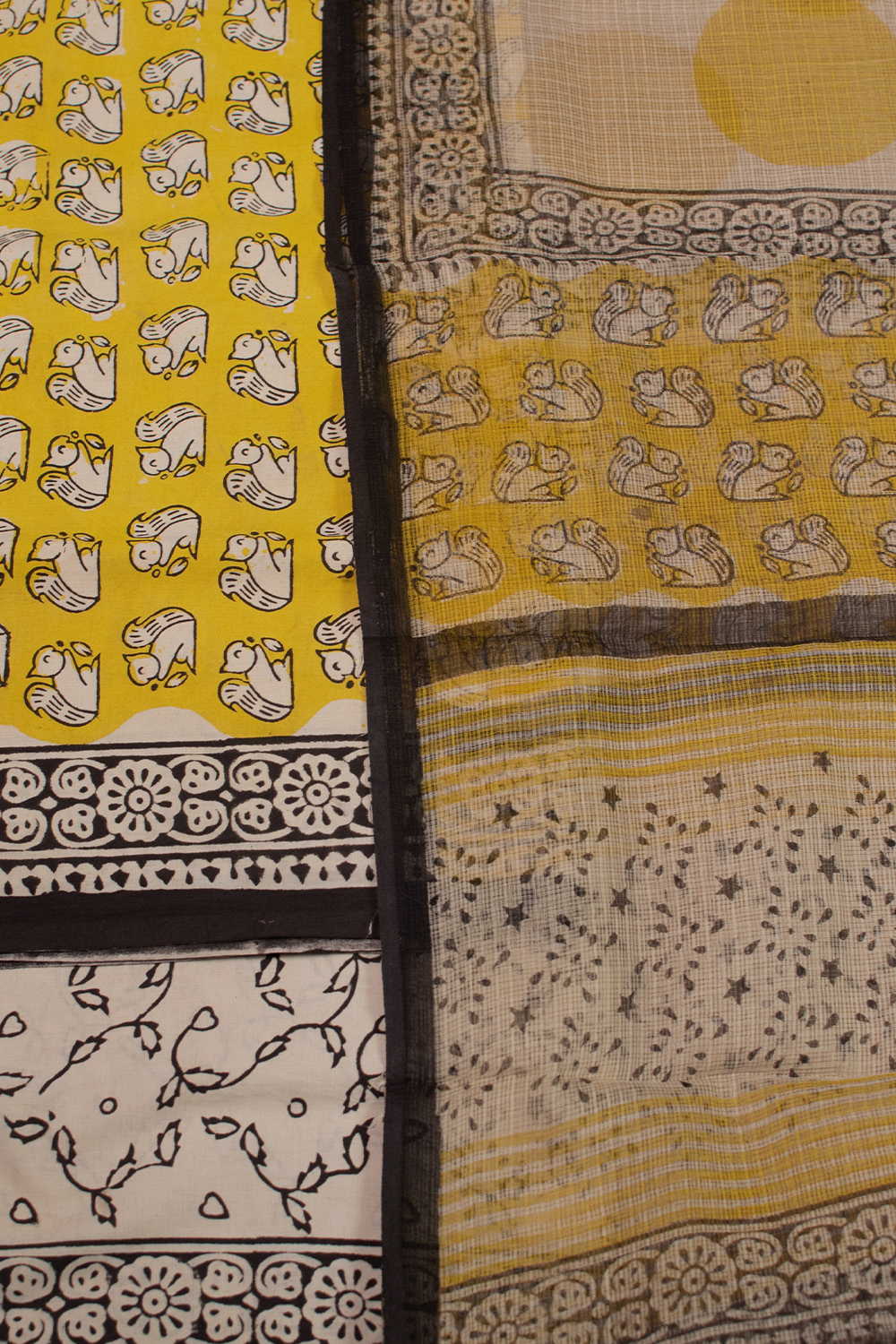 Yellow Block Printed Mul Cotton Suit - Image 3