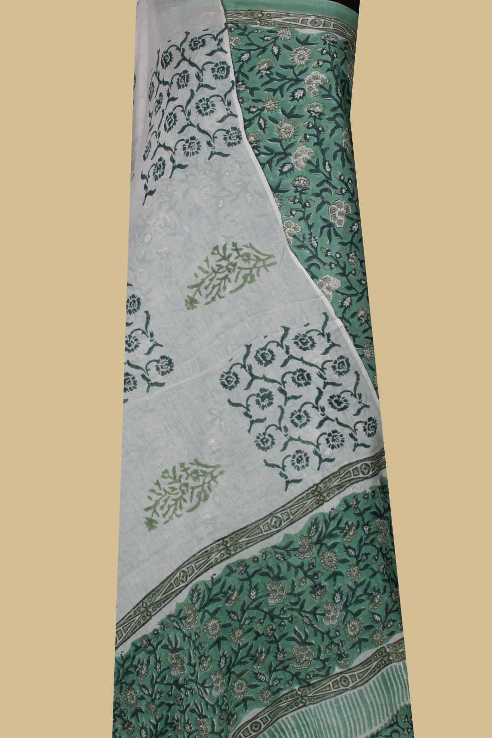 Floral Veins Block Printed Mul Cotton Suit