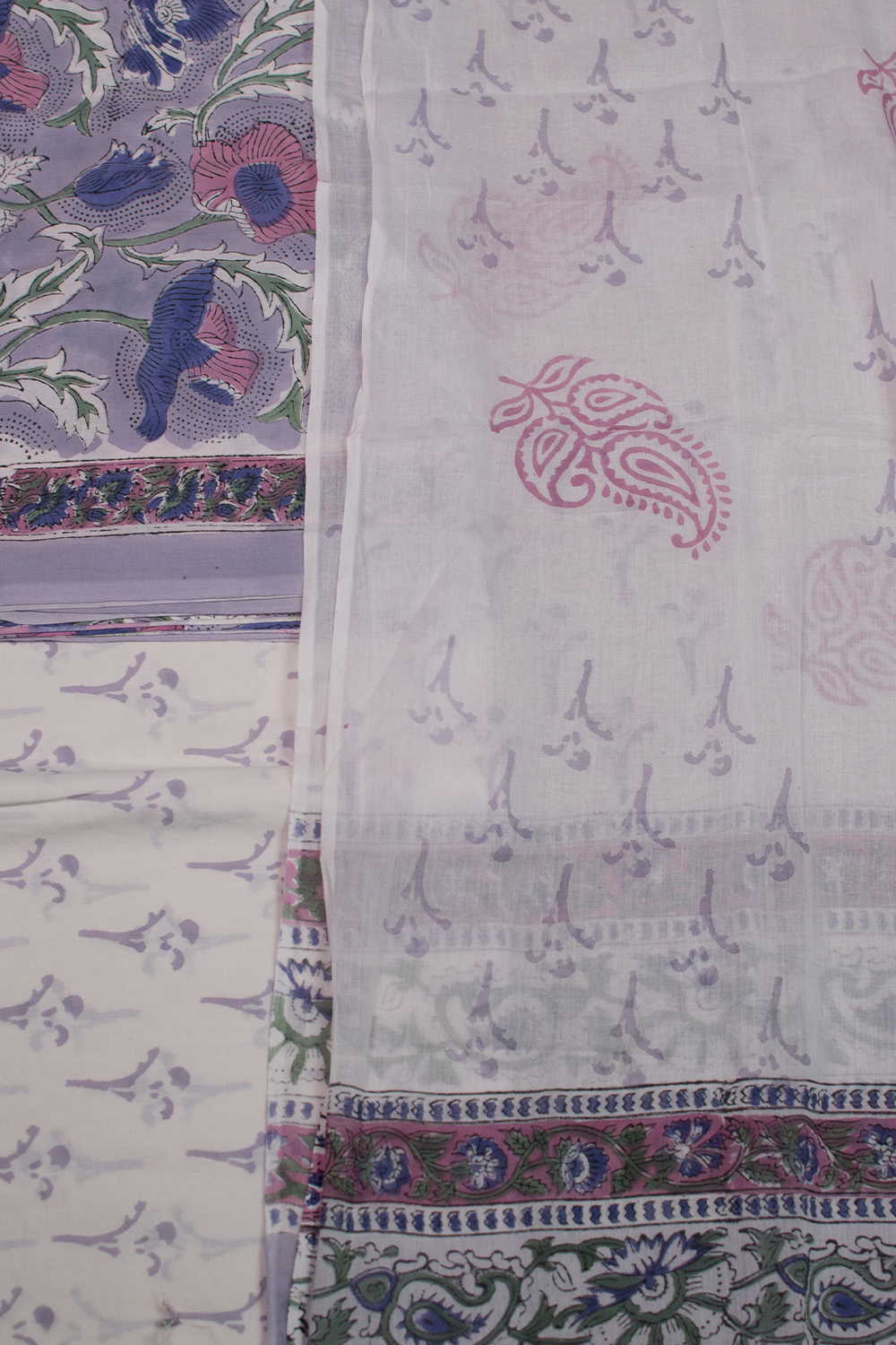 Purple Shaded Block Printed Mul Cotton Suit - Image 3