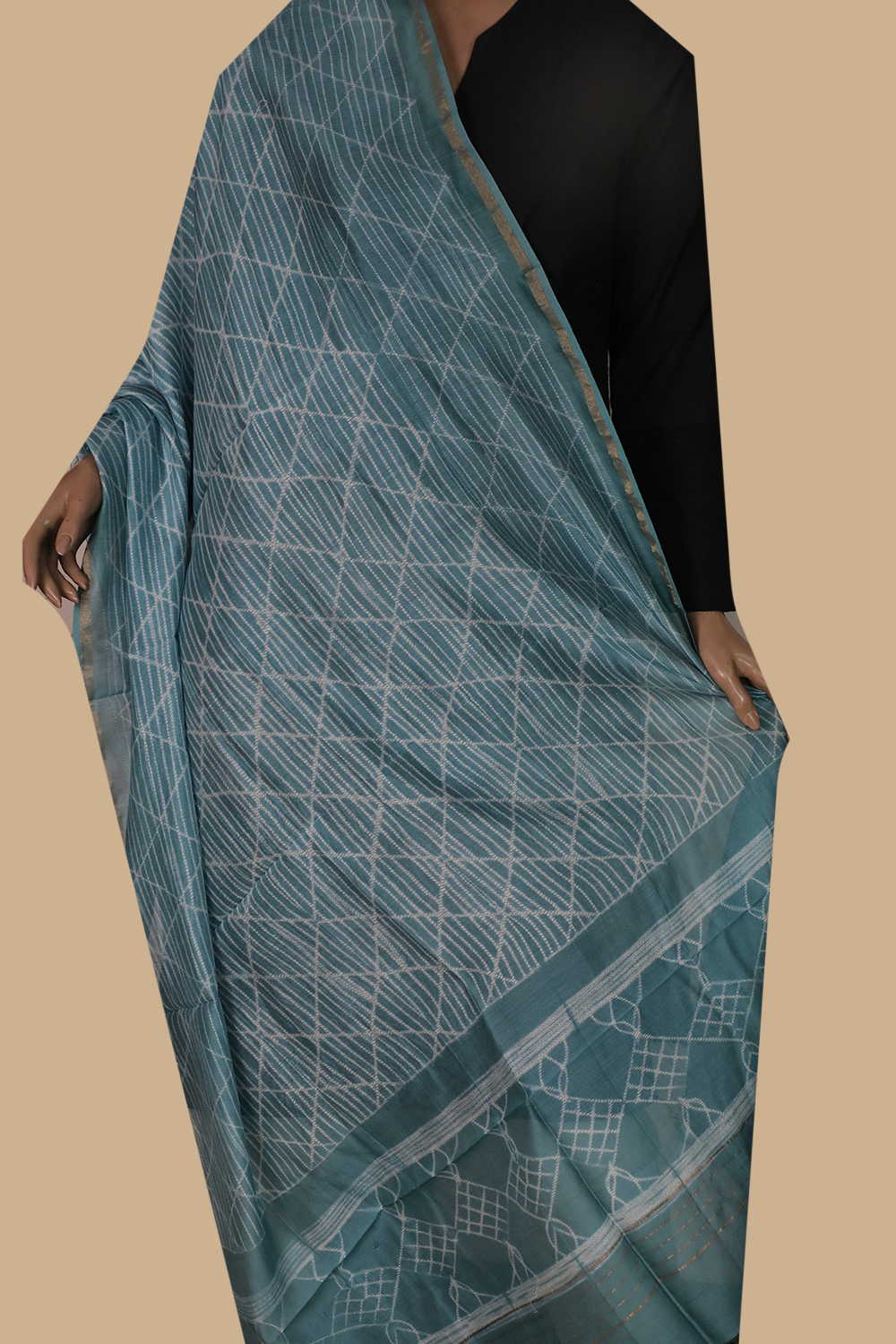 Soft Green Shibori Chanderi Silk Cotton Dupatta