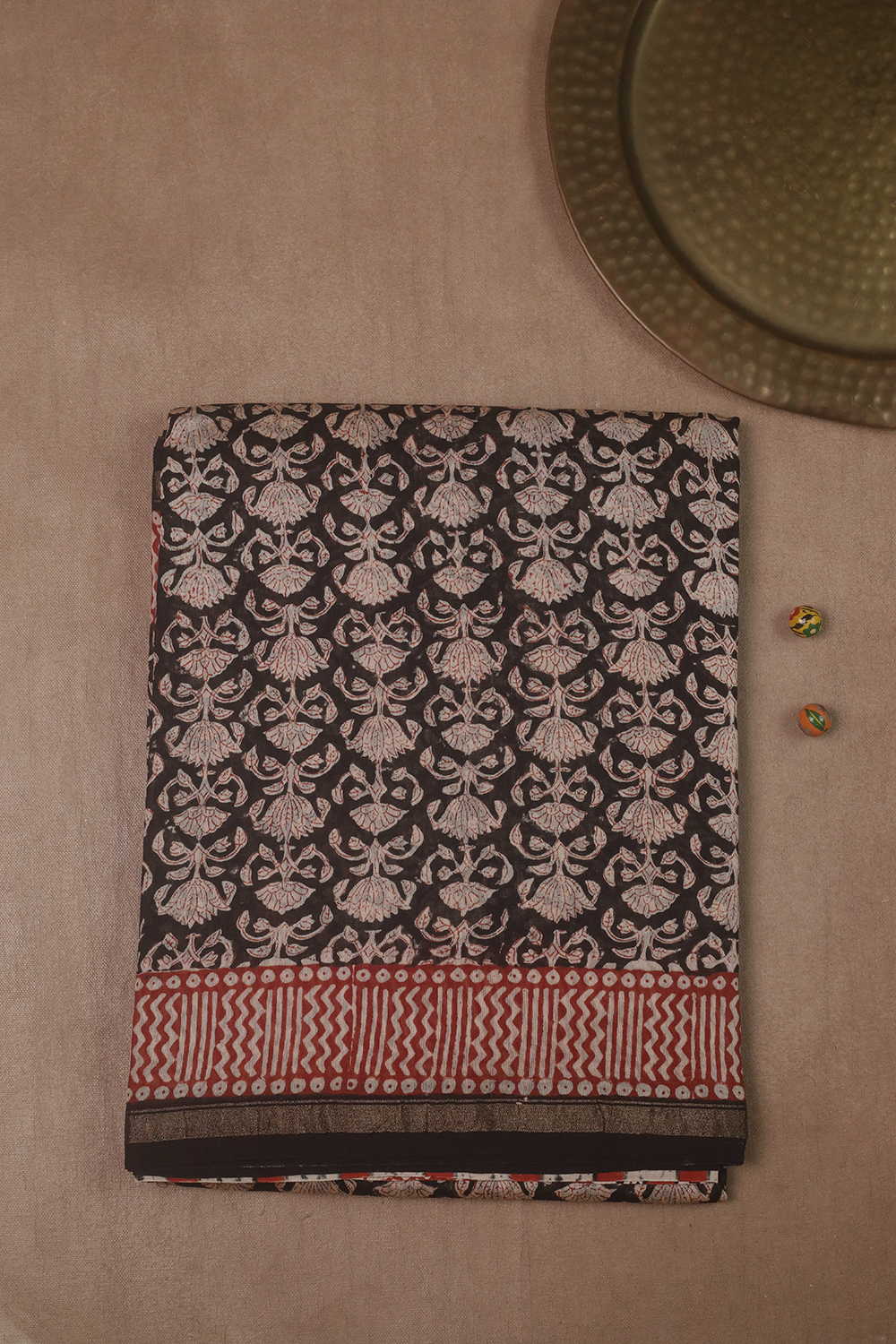 Black - Block Printed Silk Cotton saree