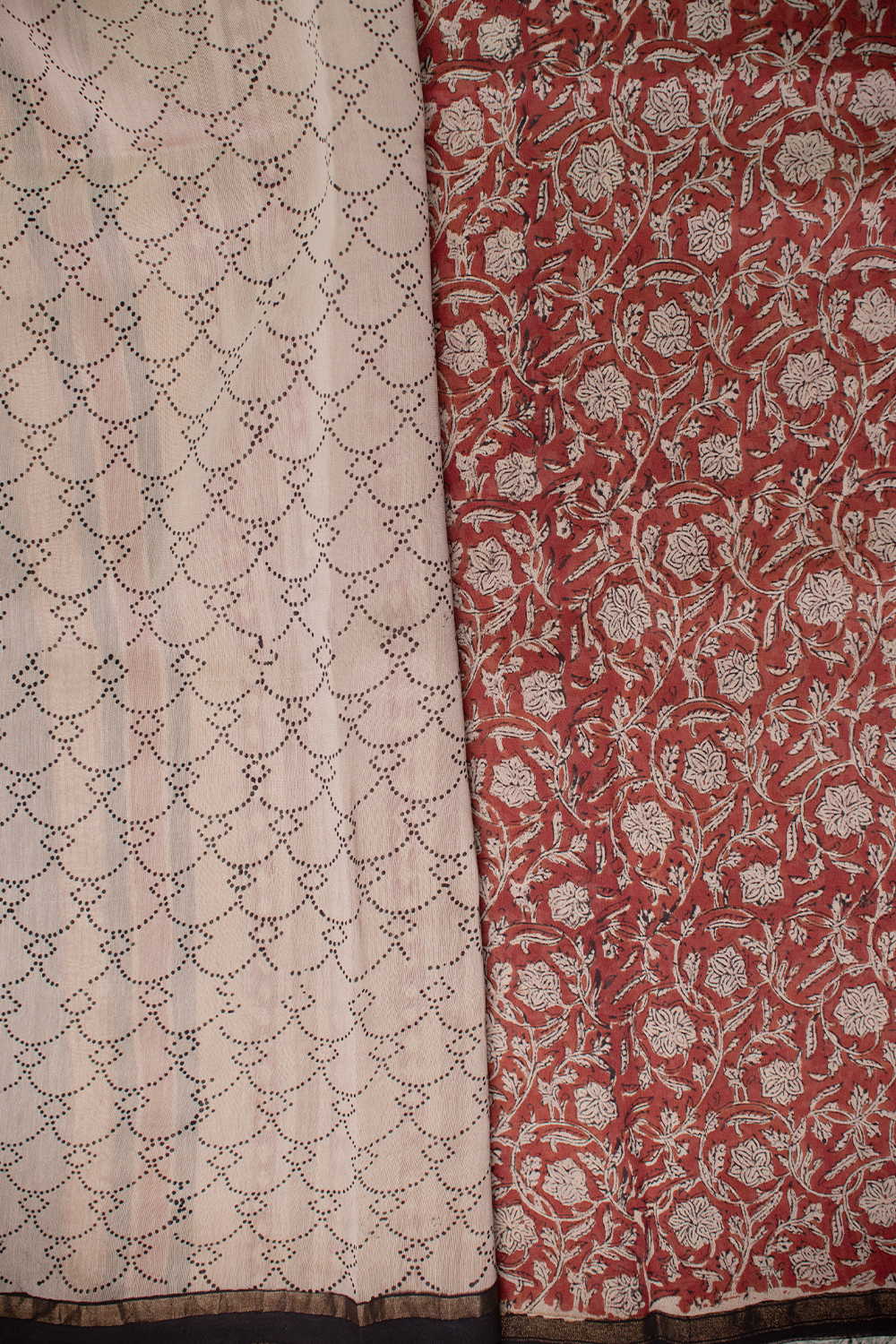 Maroon with Floral Block Printed Silk Cotton saree - Image 4