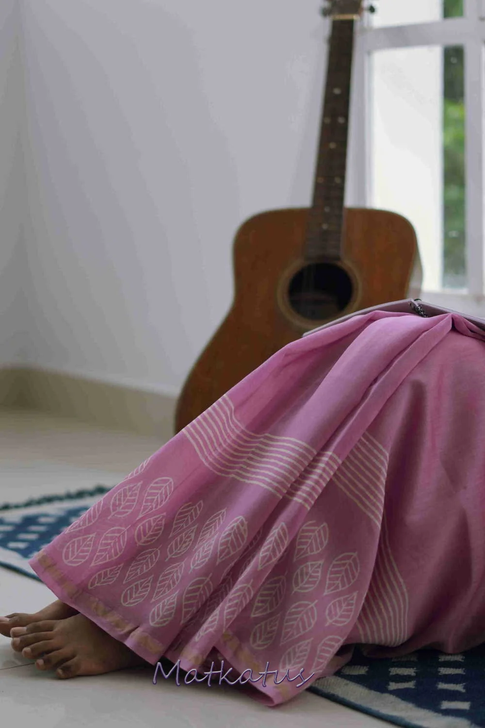 Pleasant Purple Block Printed Silk Cotton saree - Image 6
