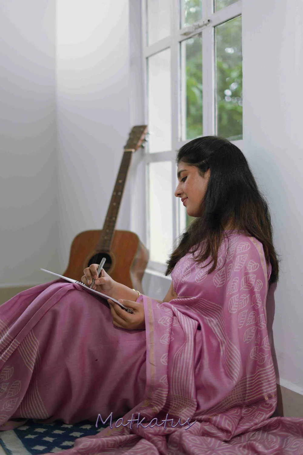 Pleasant Purple Block Printed Silk Cotton saree - Image 7