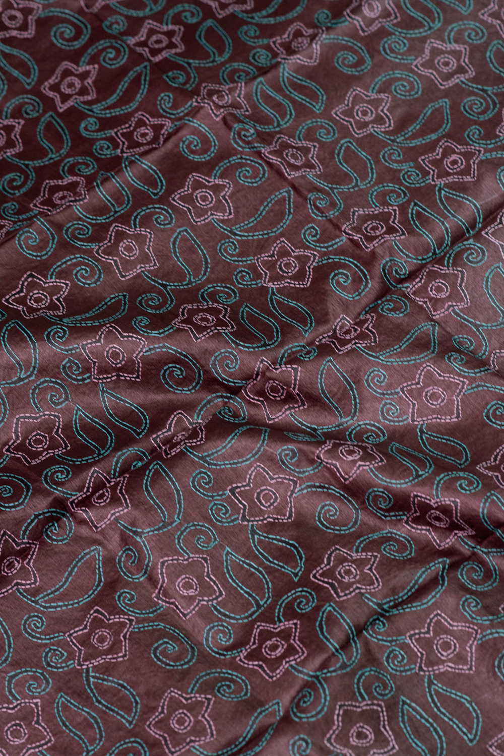 Shimmery Brown Kantha Tussar Silk Blouse - Image 3