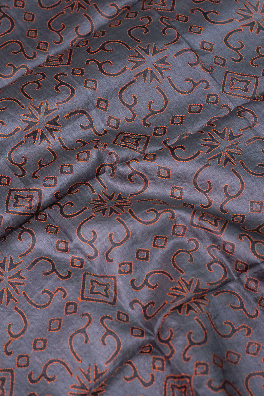 Grey Kantha Tussar Silk Blouse - Image 3