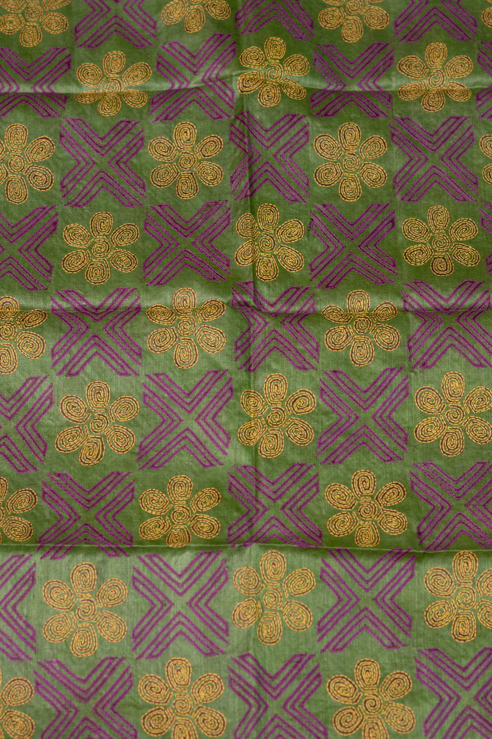 Parrot Green Kantha Tussar Silk Blouse - Image 2